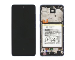 Kijelző Samsung Galaxy A52 előlap + LCD kijelző + érintőpanel + akku komplett kerettel fekete GH82-25229A + EB-BG781ABY